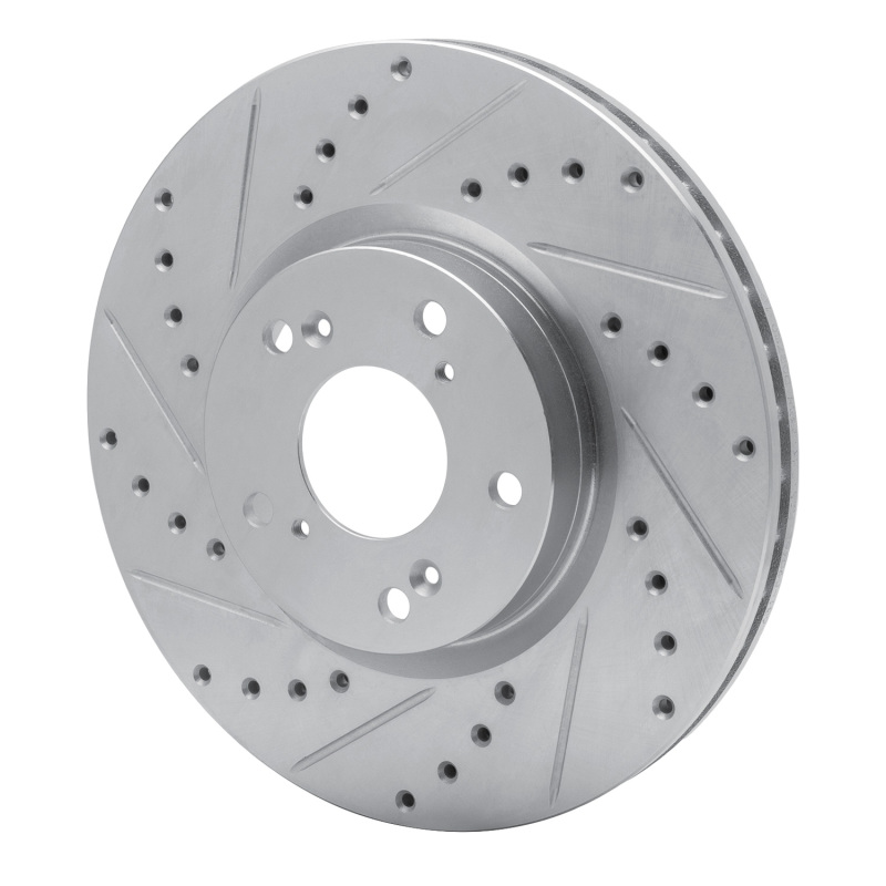 Acura CSX Brake Rotor (1) - Front Left - R1 Concepts - Drilled & Slotted - Silver - `02-`15